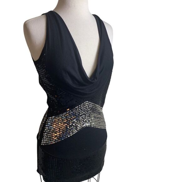 Um Gee USA L top black with sequins backless sleeveless - Picture 1 of 7